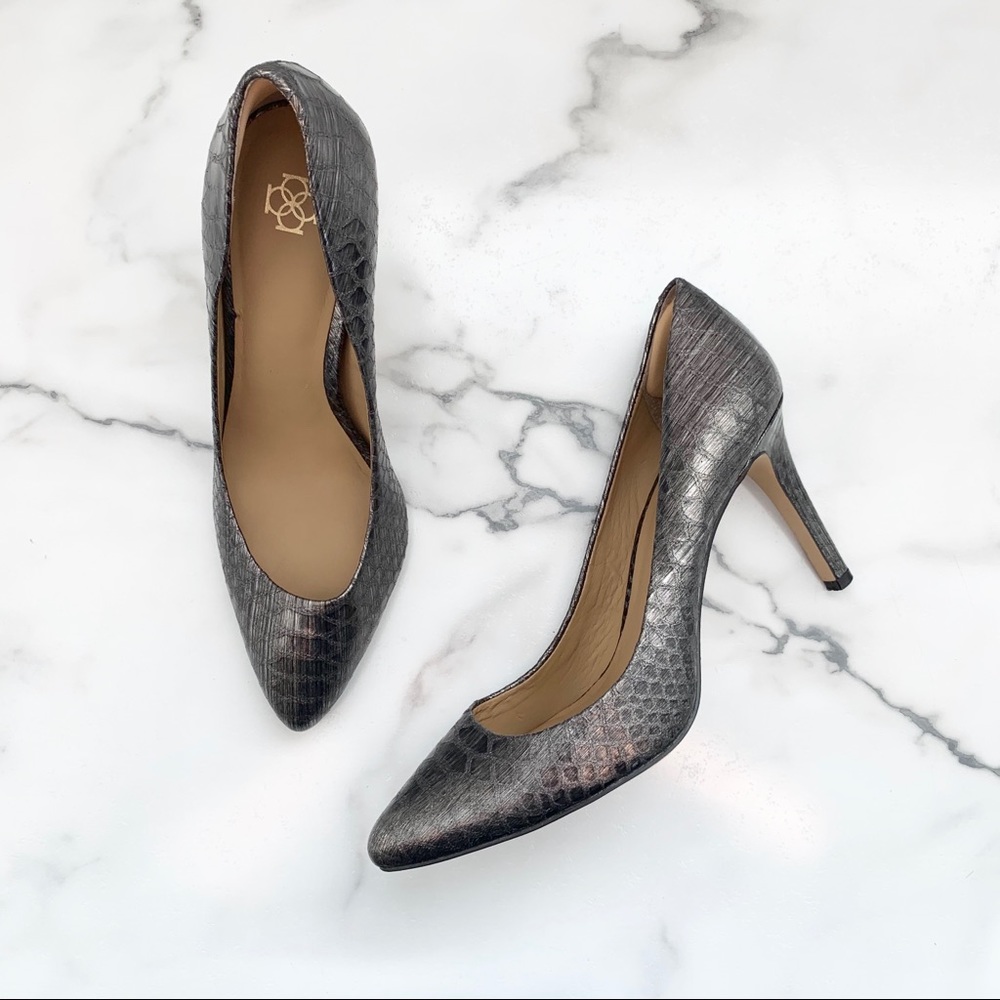 Ann Taylor Metallic Snakeskin Print Heels